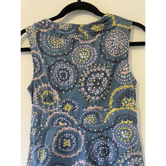 Boden 2/XS Sleeveless Tank/Blouse Blue V-Neck Cotton Boho Retro Artsy Faux-Wrap - Picture 3 of 6